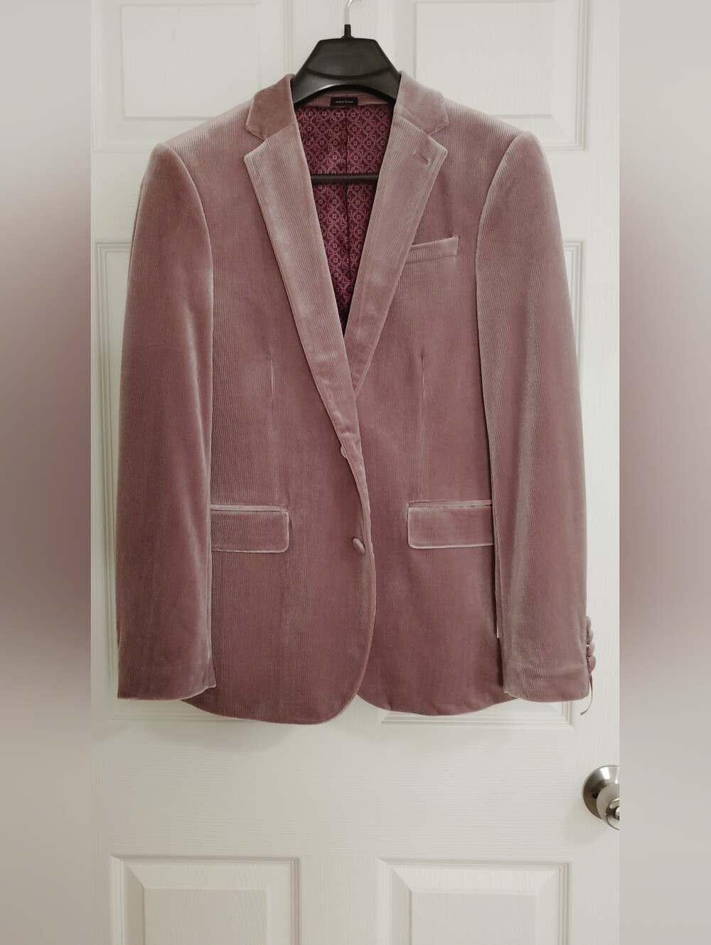JF J. Ferrar Evening Edition Men's Velvet Corduroy Blazer Pink Mauve Size 36/38